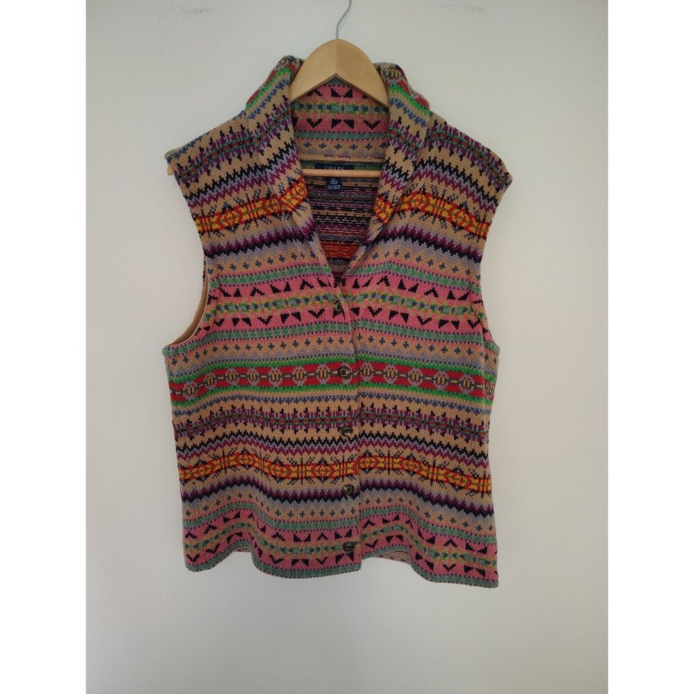 Vintage Chaps Ralph Lauren Fair Isle Sweater Vest Grannycore Preppy Y2K